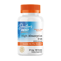 Doctor's Best, Железо, 100% Хелат, 27 мг,